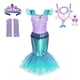 thumbnail image 5 of Disney vestido de princesa sirenita para niña, traje de lujo con estampado de encaje y volantes para Halloween, Carnaval, cumpleaños, Cosplay, Ariel, 5 of 5