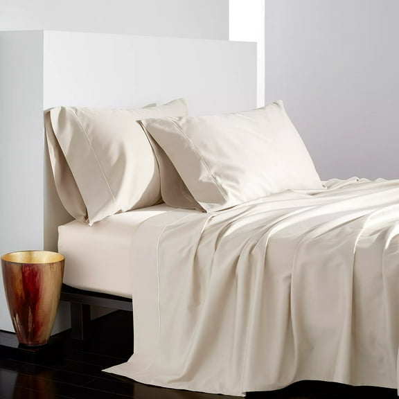 Donna Karan IVORY Silk Indulgence Cotton/Silk Flat Sheet, US King Size