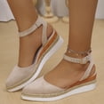 thumbnail image 3 of Womens Closed Toe Sandals 2026 Platform Wedge Slingback Slip on Adjustable Ankle Strap Walking Shoes Comfortable Vacation Casual Heels White Size 7, 3 of 5