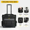 thumbnail image 4 of Rolling Tool Bag, 20'' Tool Bag with Wheels, Telescoping Handle Storage Organizer, Heavy Duty Portable Tool Tote for Electrician, Construction, Black, 4 of 9