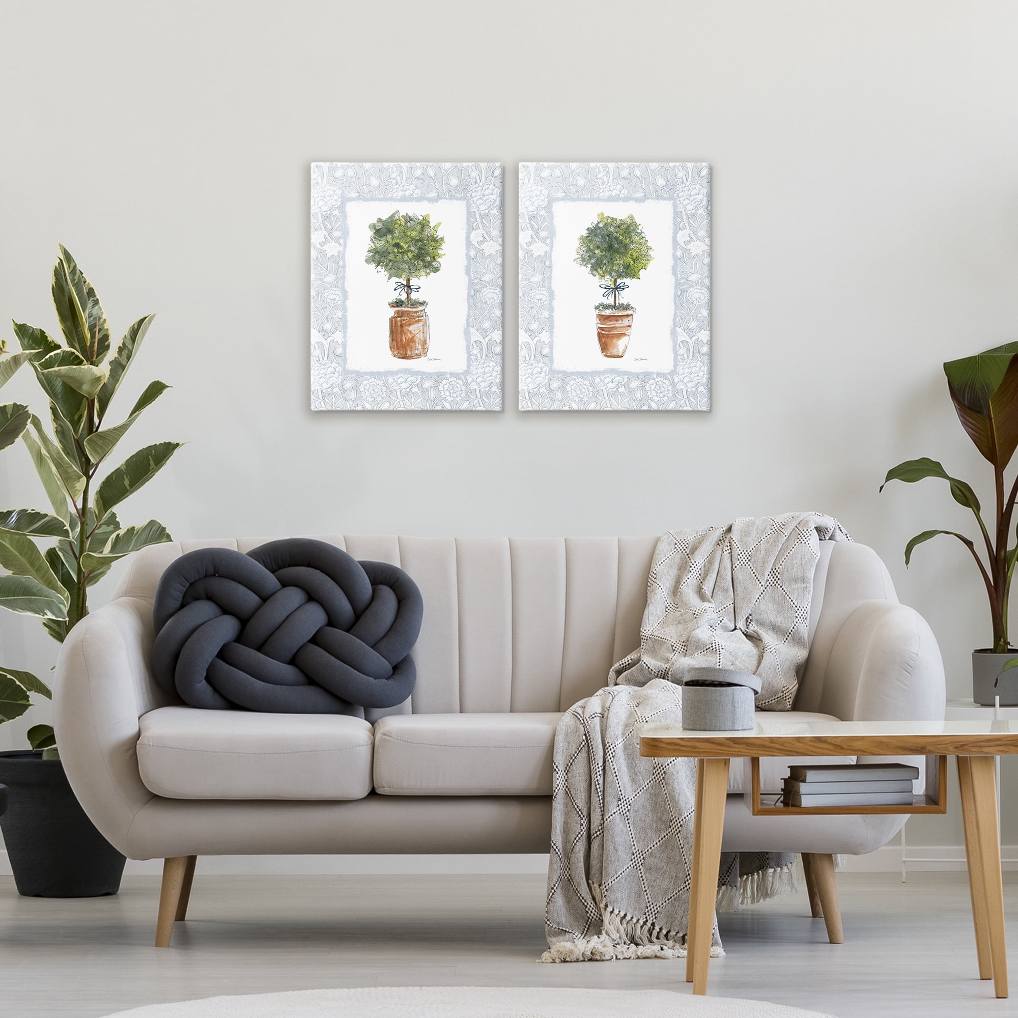 Stupell Industries Potted Topiary Plants 2 Piece Canvas Wall Art Set, design by Carol Robinson