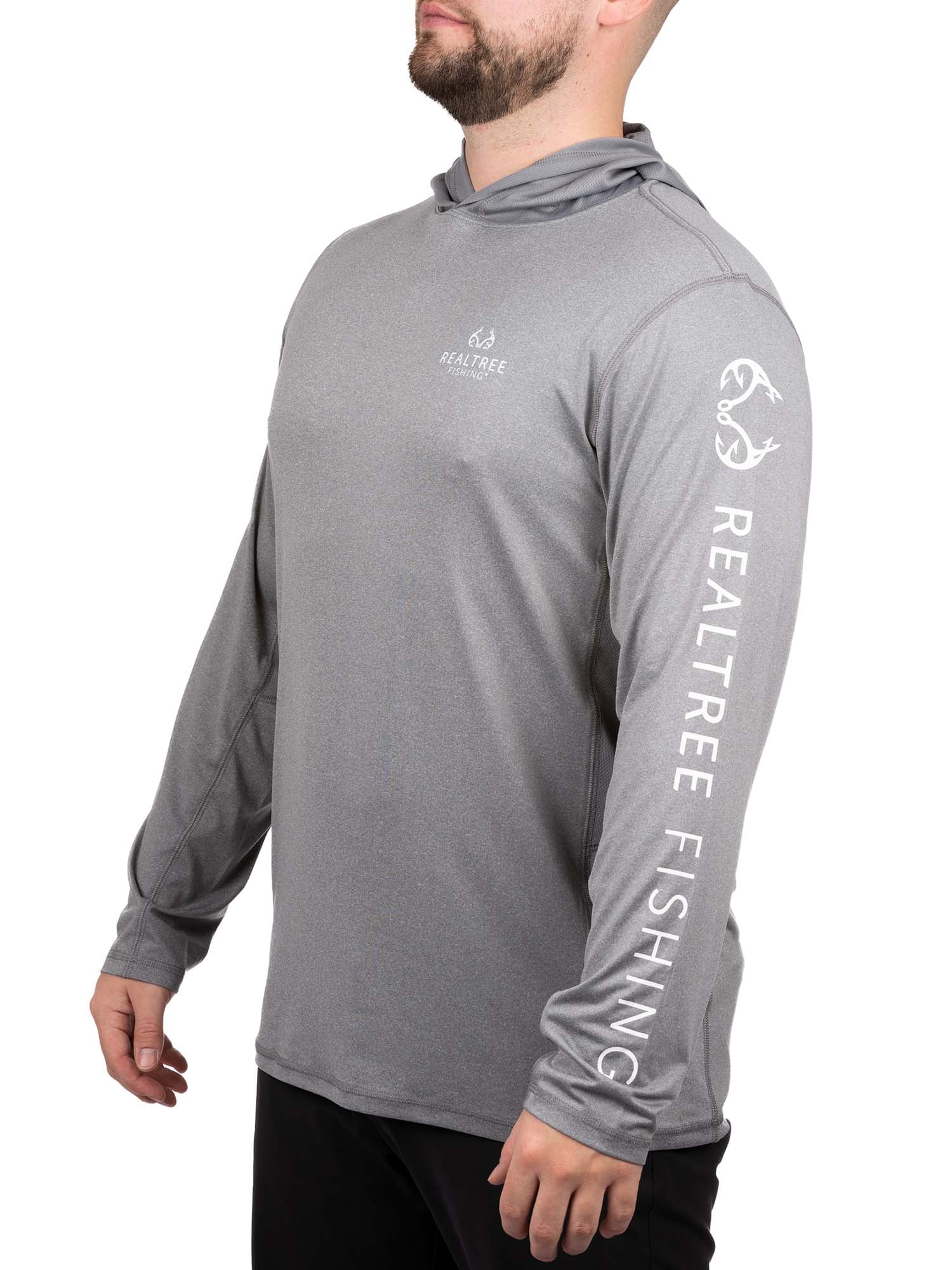 Realtree Grey Heather Men's Long Sleeve Hooded Fishing Shirt 