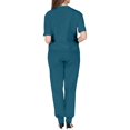 thumbnail image 3 of MLQIDK Women Scrubs Sets Plus Size Medical Scrubs Petite V Neck Scrub Tops and Pants Nursing Top Jogger Scrubs with Pockets Dark Blue XXL, 3 of 4