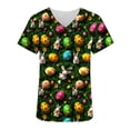 thumbnail image 5 of Easter Day Tshirt Women,Easter Scrub Tops Women Bunny Egg Hunt Print Medical Scrubs Top Stretchy Plus Size V Neck Short Sleeve Nurse Uniforms,Womens Blouses Dressy Casual Short Sleeve, 5 of 6