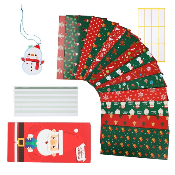 KKSQ 15Pcs/Set Christmas Envelope Christmas Money Envelopes Pouch Budget Envelopes with Expense,18*8.5cm,Multicolor