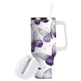 thumbnail image 2 of 40 oz Insulated Stainless Steel Tumbler Double Wall Stainless Steel Tumbler with 2-Way Drinking Lavender-colored Butterfly Pattern, 2 of 9