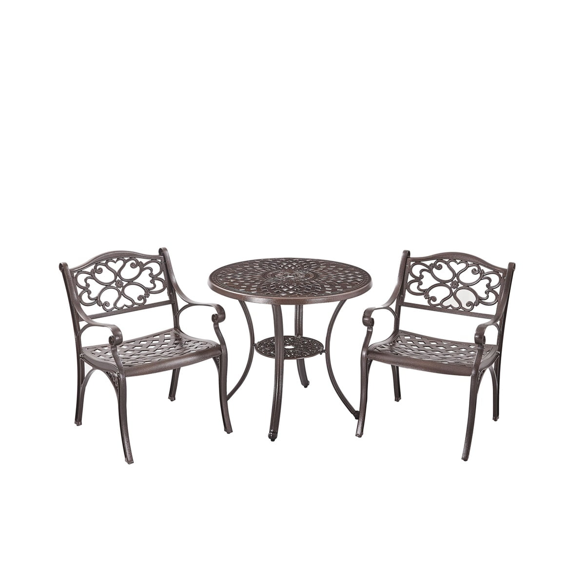 Kepooman 3 Piece All Weather Cast Aluminum Dining Set - 2 Chairs Outdoor Furniture Dining Set for Patio, Cast Aluminum Bronze Kepooman 3 Piece All Weather Cast Aluminum Dining Set - 2 Chairs Outdoor Furniture Dining Set for Patio, Cast Aluminum Bronze