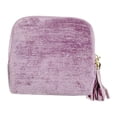 thumbnail image 4 of Estuche organizador de joyas de viaje pequeño, con cadena de terciopelo, para guardar collares y baratijas. Violeta claro, 4 of 9