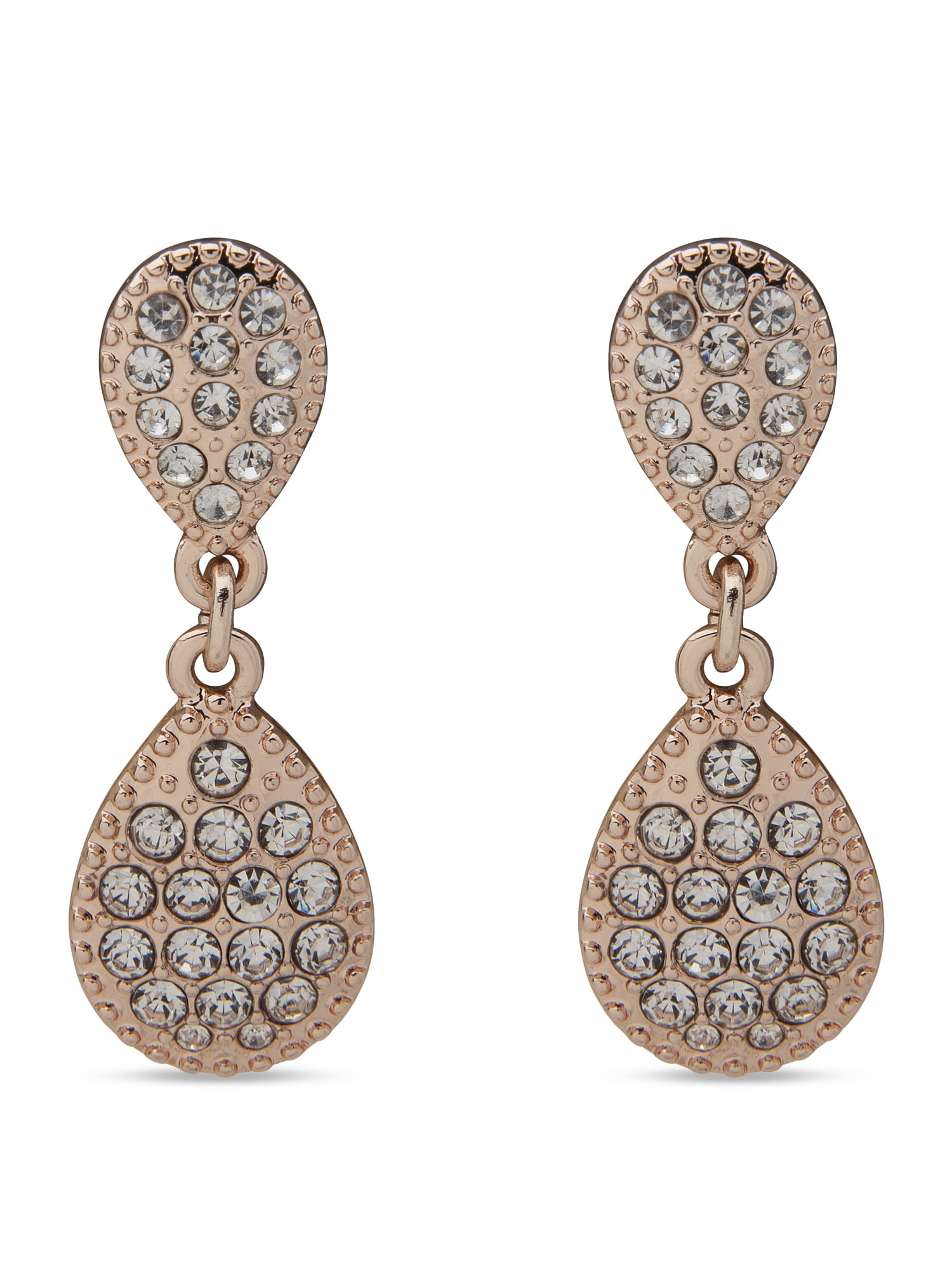 You're Invited Womens Rose Gold Tone Crystal Teardrop Stud Pierced Earrings