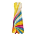 thumbnail image 4 of Ovzne Robes pour Femmes Robe Femme Mode Confortable Été Imprimé Sans Manches Col en V Robe de Vacances Imprimée Liquidation, 4 of 5