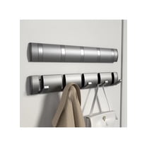Coat Rack for Wall with 5 Collapsible Hooks, Heavy Duty Aluminum Coat Hook Towel Rack Coat Hanger for Key Hat Purse Robes Mudroom - Grey