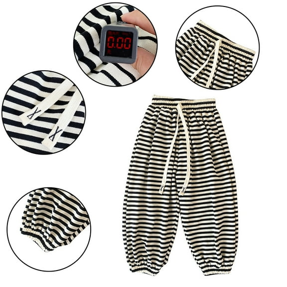 Nmmacb Kids Youth Girls Pants Elastic Sweatpants Striped Cartoon Active Joggers Active Joggers Pants 3-14T Drawstring Elastic Sweatpants