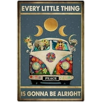 Retro Hippie Decor Wall Art Poster - "Every Little Thing is Gonna Be Alright" Vintage Metal Sign, Perfect for 70s Themed Rooms and Cool Poster Collections, 12 * 8 Inch