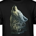 thumbnail image 3 of Teelocity Men's Howling Wolf with Forest Wolf Pack Black Relaxed Fit Short Sleeve Graphic T-Shirt, 3 of 3