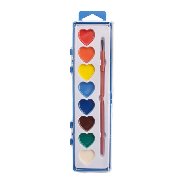 Juego de acuarelas con forma de corazón de 8 colores, lavables, con pincel, ideal como regalo para actividades artísticas, fiestas, manualidades y más.