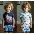 thumbnail image 2 of DDSOL Toddler Boy Pajamas Truck Pjs Cotton Short Sleeves 2-Pack Sleepwear Sets Blue 5T, 2 of 8