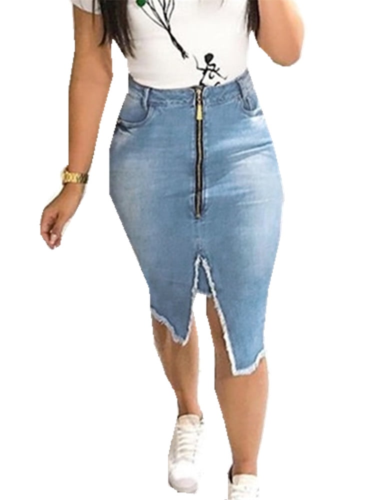 split denim skirt