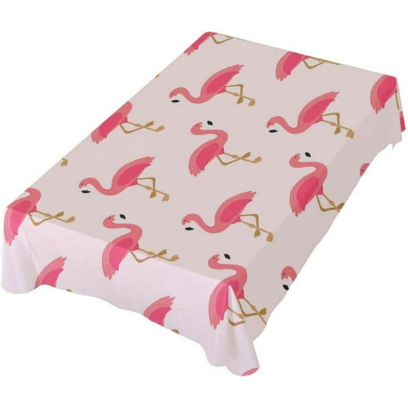 SKYSONIC Beautiful Pink Flamingo Rectangle Tablecloth,Dinner Table Cover for Outdoor & Indoor Patio, Picnic, BBQ, Holiday Party 54x72In