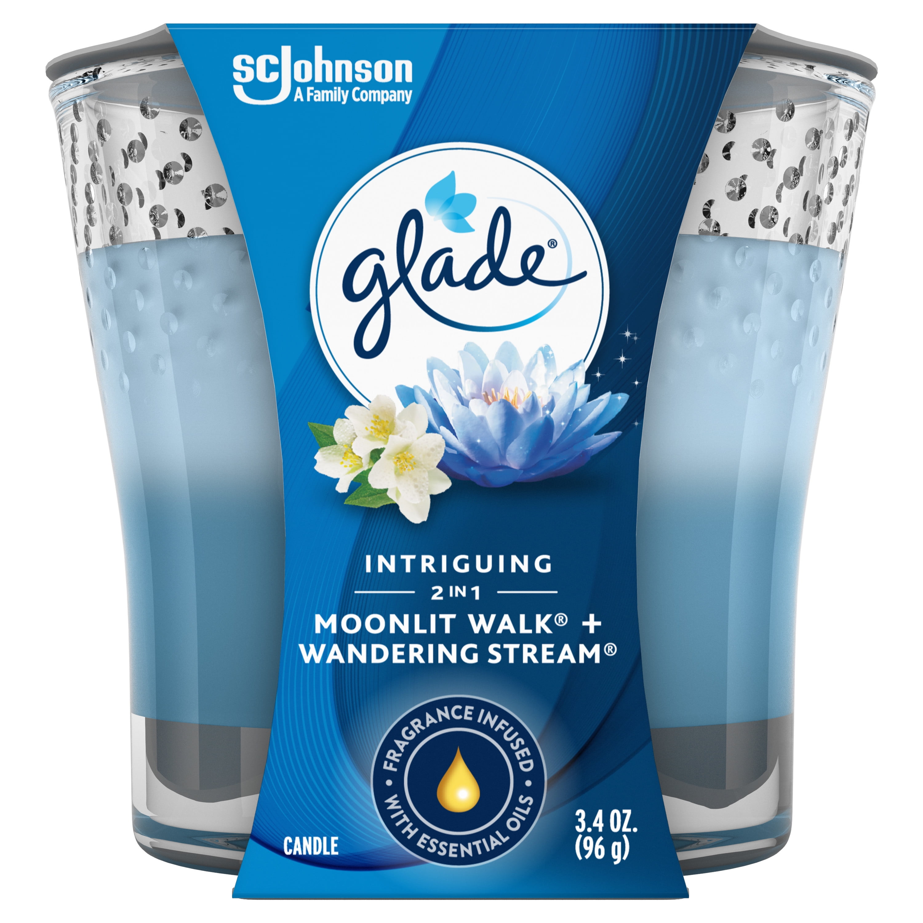 Glade 2in1 Jar Candle 1 CT, Moonlit Walk & Wandering Stream, 3.4 OZ