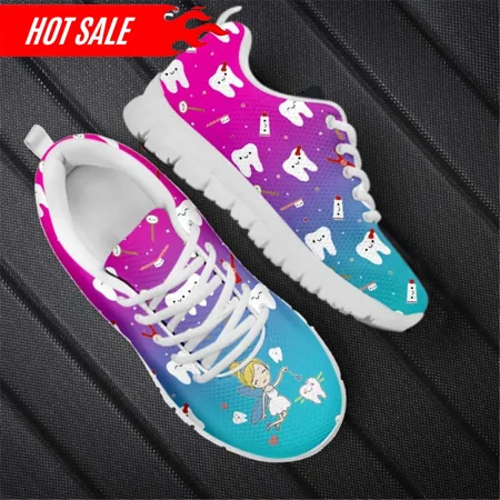 

Dentist Shoes Woman Flats Sneakers Gradient Tooth Dental Doctor Print Summer Breathable Female Shoe Ladies Footwear