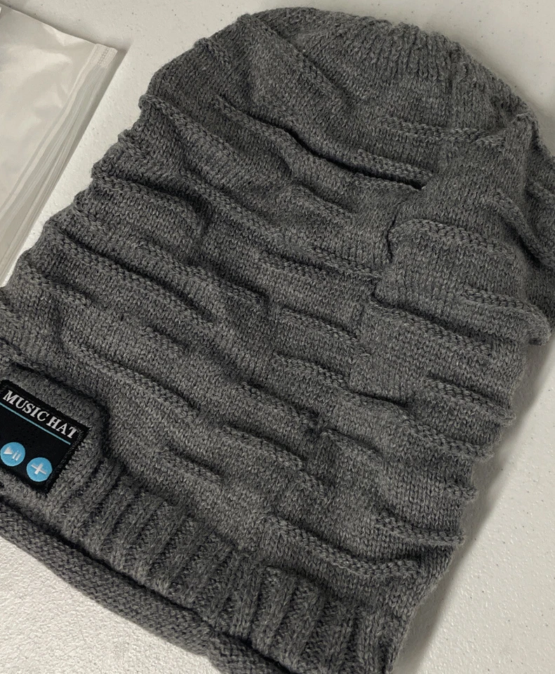 BUTTERFLY- Wireless Bluetooth Beanie Knit Hat Gray Speaker Mic Headphone Headset Mens Women