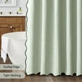 thumbnail image 5 of 84" Long Scalloped Shower Curtain Linen Textured with 12 Metal Hooks Cute Extra Long Heavy Duty Washable Waterproof Cloth Spring Shower Curtains with Black Border for Bathroom Hotel,Sage Green, 5 of 12