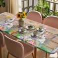 thumbnail image 3 of Easter Table Cloths for 8 Foot Rectangle Tables, Rabbit Colorful Eggs Flowers Plants Wooden Grain Patio Waterproof Elastic Fitted Tablecloths, Washable Rectangular Table Cover for Camping, 3 of 8