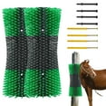 thumbnail image 1 of Livestock Scratching Brushes - Large Massage Grooming Set for Horses/Cows/Goats, Blue & Yellow (4-Pack), Relieves Itch & Promotes Hygiene, Easy Mount Stable Tool, 1 of 5