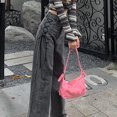 thumbnail image 3 of Pantalones de mezclilla sueltos con 3 bolsillos con cordones de un solo lado Pantalones de mezclilla casuales para mujer para uso diario, 3 of 8