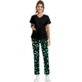 thumbnail image 4 of WTOBBY Women's Short Sleeve Halloween Print Uniform Top and Pants Two Piece Set, Workwear Nurse Costume Outfit for Roleplay and Party,Green M, 4 of 5