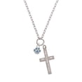 thumbnail image 2 of Delight Jewelry Silvertone Mini Paw with Blue Crystals I Set You Apart Engraved Cross Zoey Necklace, 28", 2 of 4