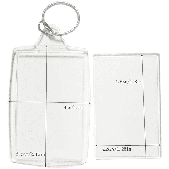 500Pcs Photo Keychain Rectangle Transparent Blank Acrylic Insert Photo Picture Frame Keyring Key Holder DIY Split Ring