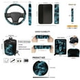 thumbnail image 6 of Jeiento Blue Dragonfly Car Seat Cover Full Set with 15 Inch Steering Wheel Cover Trash Bin Rear View Mirror Cover Cup Holder Key Chain Seat Belt Strap Pad Fit Most Vehicles, 6 of 6