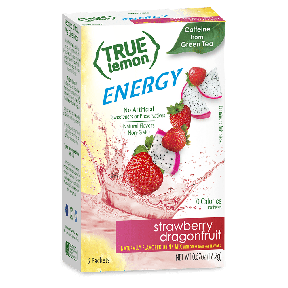 True Lemon Energy Strawberry Dragonfruit Caffeinated Powdered Drink Mix