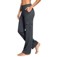 thumbnail image 2 of Zulora Women's Cargo Yoga Pants High Waist Stretchy Waistband Loose Straight Leg Casual Workout Trousers with Side Pockets, 2 of 10