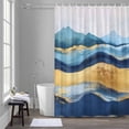 thumbnail image 5 of Abstract Ocean Waves Bathroom Shower Curtain, Gradient Teal Gold Mountain Art Waterproof Washable Soft Bath Curtain for Bathtub Decor with 12 Hooks&Grommet, 66x72 Inch, 5 of 9