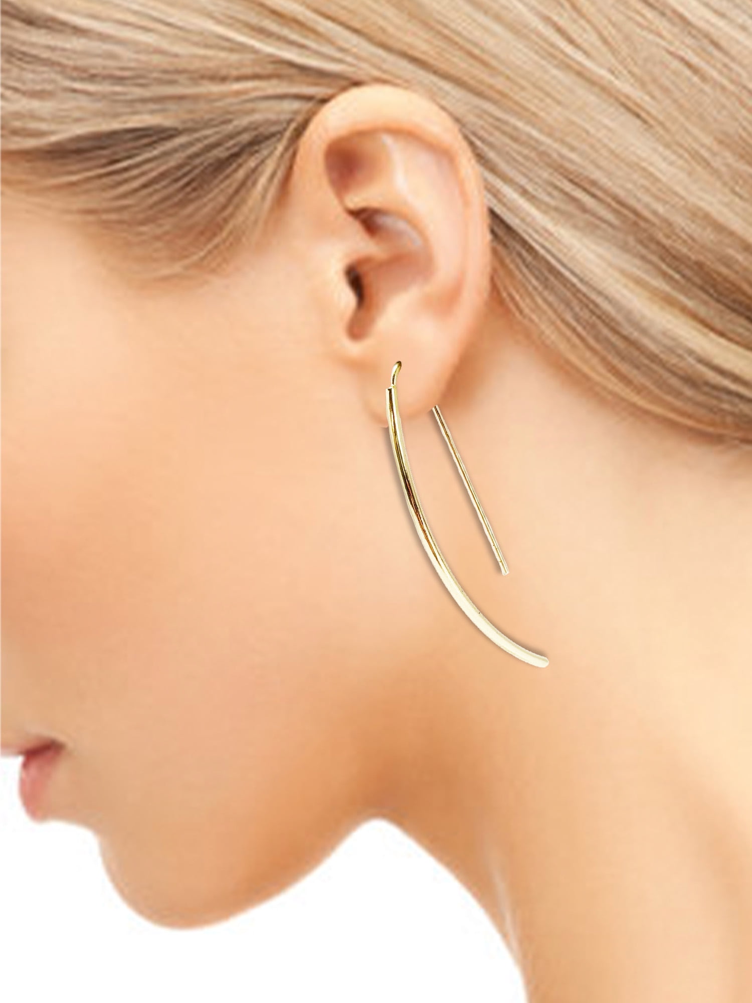 Time and Tru Women's Gold Tone Oblong Threader Earrings