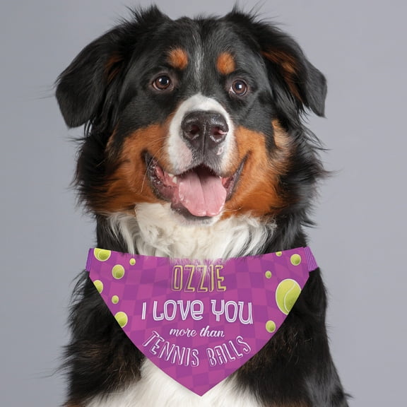 I Love You More Than Tennis Balls Personalized Dog Bandana