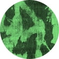 thumbnail image 1 of Ahgly Company Indoor Round Abstract Emerald Green Modern Area Rugs, 3' Round, 1 of 4