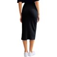 thumbnail image 2 of Falda midi básica de punto acanalado para mujer Negro - XL Negro - XL Xishao ropa, 2 of 2