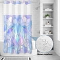 thumbnail image 2 of No Hook Shower Curtain, Stained Glass Shower Curtains for Bathroom with See Through Top Window, Blue Purple Floral Geometric Waterproof & Washable Bath Curtain Narrow 54"x78", 2 of 9