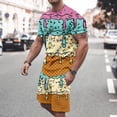 thumbnail image 2 of RUTAYY Men's Outfits Summer Casual Ice Cream Print Round Neck Short Sleeve Tee Shorts with Pocket Loose Fit Daily Wear Comfortable Fashion Vacation Clothing Sets, 2 of 6