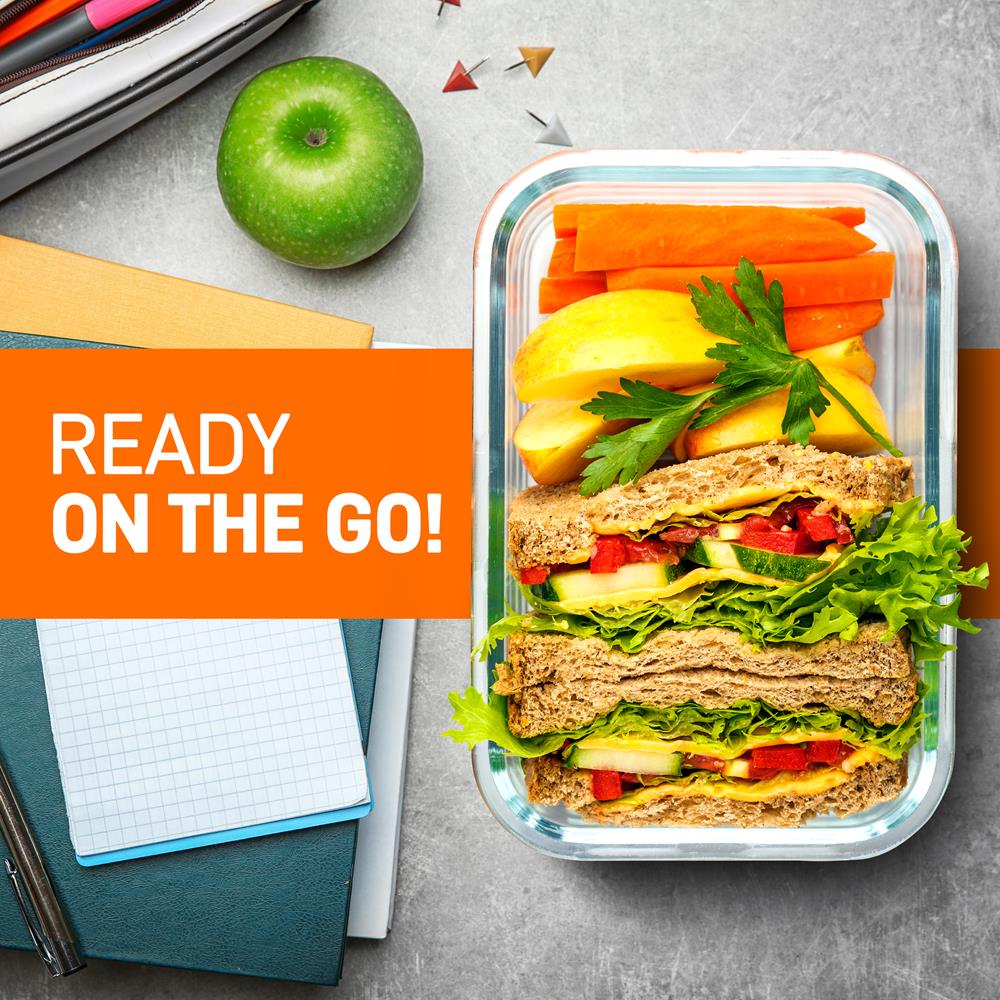 NutriChef 10-Piece Glass Food Containers - Stackable Superior Glass Meal-prep Storage, (Gray)