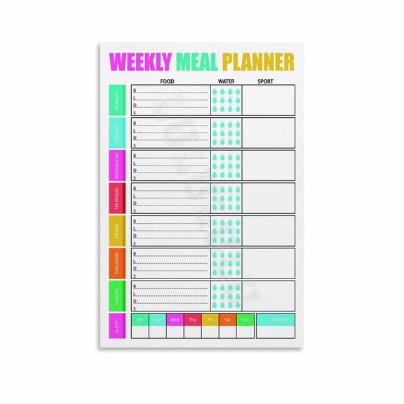 Nutritionist Weekly Meal Plan Posters (4) Canvas Painting Posters And Prints Wall Art for Living Room Bedroom Decor Poster.