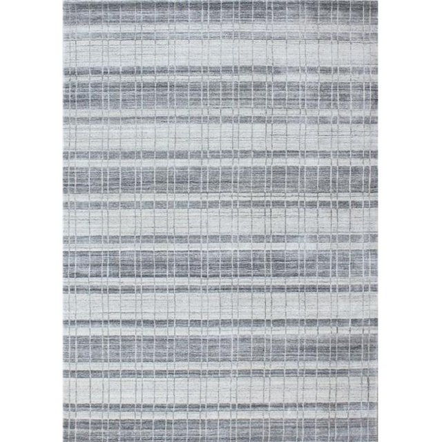 Bashian L123-CLOGY-2.6X10-BN1 Bashian Terrain Collection Striped Contemporary Wool & Viscose Hand Loomed Area Rug, Cloud & Grey - 2 ft. 6 in. x 10 ft.
