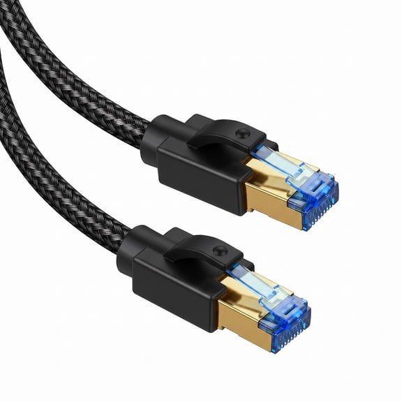 Cat8 Ethernet Cable 2ft, High Speed Braided 40Gbps 2000Mhz Network CCat8 RJ45 Shielded Indoor Heavy Duty LAN Cables Compatible for Gaming PC PS5 Xbox Modem Router