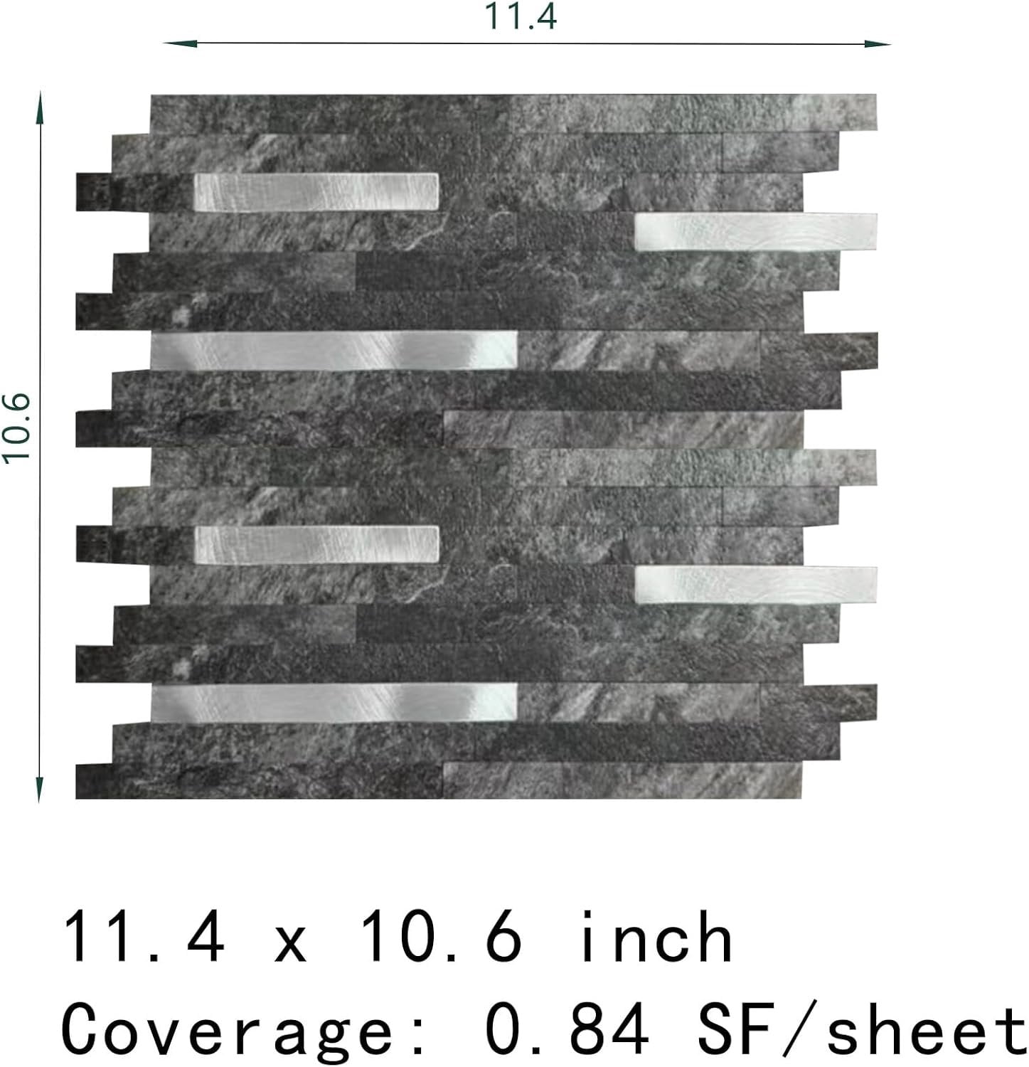 Peel and Stick Marble Backsplash Tile, 10 Sheets, Black Marble with  Embellished Stripes, Self-Adhesive Wall Tile for Kitchen, Bathroom, Fireplace, RV (11.4" x 10.6")