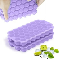 Ice Cube Trays with Lids 2 Pack Small Food Grade Silicone BPA Free for Freezer Flexible Easy-Release Stackable Ice Cube Mold (Purple)