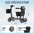 thumbnail image 5 of REARFIT Lightweight 4 Wheel Mobility Scooter for Seniors, Cruise Airport Approved, 43lb Foldable Mobility Scooter with Removable Lithium Battery for 30.4 Miles Travel, 300lbs Capacity, Silver, 5 of 13