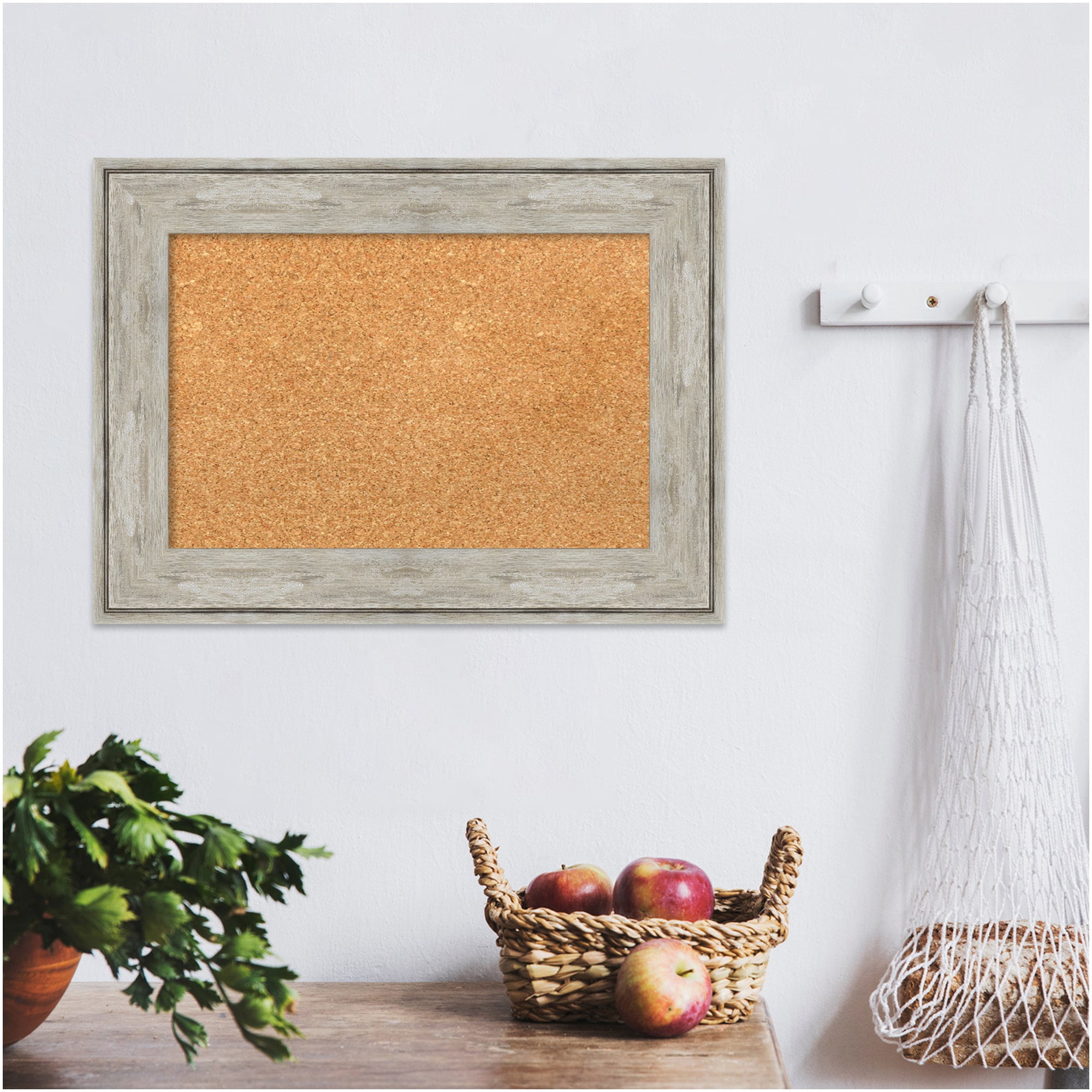 Amanti Art Natural Cork Board Framed Crackled Metallic Bulletin Board 23 in. x 17 in.